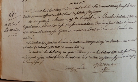 Acte de naissance de André Ramade, curé de Gioux 1851-1868